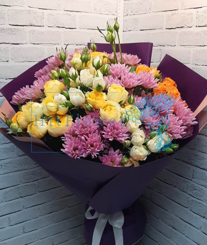 Букет цветов из: Розы и Хризантемы